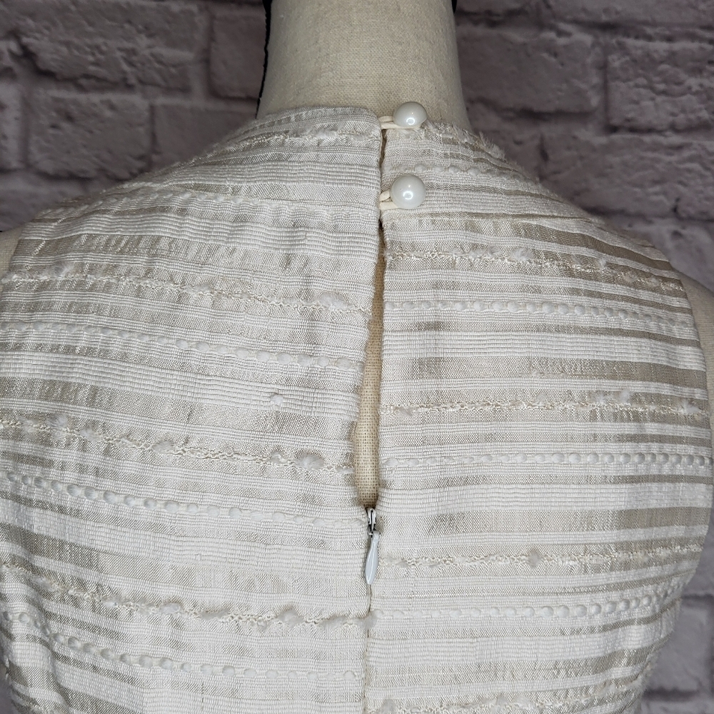 Eliza J Dress Cream Yellow Jeweled Scoop Necline Sleeveless Silk Women's Size M - Picture 11 of 15